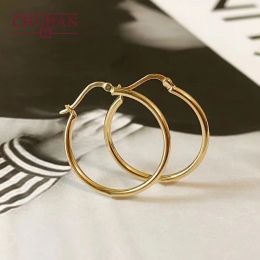 Oorbellen chuhan 18k goud grote hoepel oorbellen textuur luxe g18k au750 oorbellen verkopen goed eenvoudige en veelzijdige fijne sieraden voor vrouw