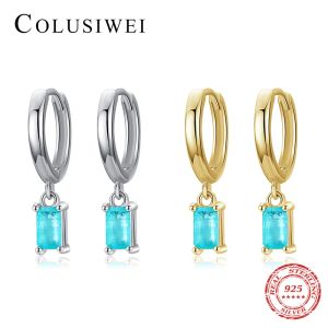 Oorbellen Colusiwei 2021 Emerald Cut Tourmaline 925 Sterling Silver Hoop Earring voor vrouwen luxe bruiloft verlovingsfeest belofte sieraden