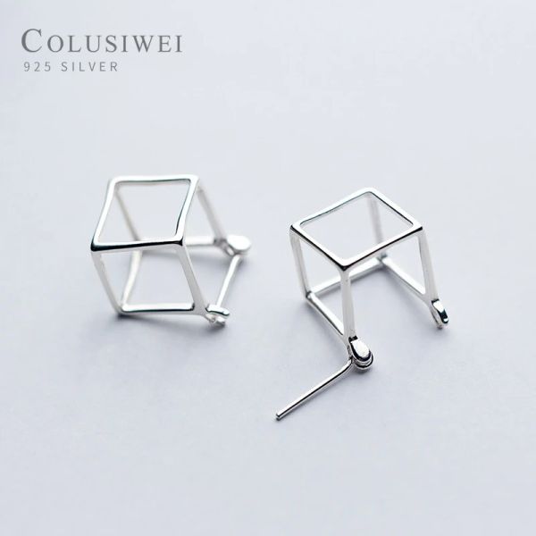 Boucles d'oreilles colusiwei Nouveau design boucles d'oreilles en cube géométrique pour femmes authentiques 925 Gifts de bijoux minimalisme élégant en argent sterling sterling