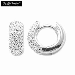 Oorbellen Creoolse brede oorringen 925 sterling zilver met witte zirkoonstenen Europa Glam Fashion Goede dames Jewerly Trendy Bijoux