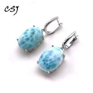 Oorbellen CSJ Grote Steen Natuurlijke Larimar Oorbel Sterling 925 Zilver Malachiet Maansteen ite Kyaniet 13*18mm voor Vrouwen Party Gift