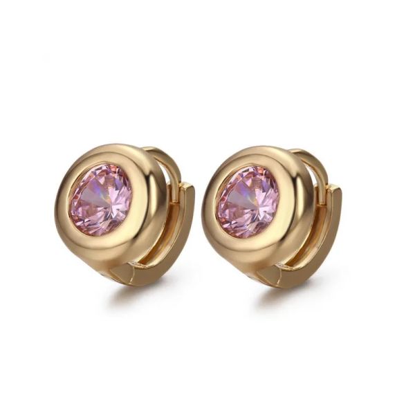 Boucles d'oreilles mignonnes boucles rose rond rose ciron