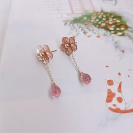 Серьги DAIMI, граненые серьги с каплями воды, серьги с розовым топазом, женские серьги с натуральными драгоценными камнями, наполненные золотом 14 карат, серьги для женщин