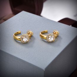 Designer-Ohrringe für Damen, offizielle Designer-Reproduktionen, Messingmaterial, vergoldeter 18-Karat-Diamant, Kristall in europäischer Größe, mit Box 003