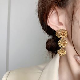 Boucles d'oreilles Designer pour femmes 2024 personnalité évider 3D anneau fleur gland boucles d'oreilles chaîne avec boîte