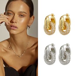 Pendientes de diseñador para mujer, aretes de aro de Plata de Ley 925 con cierre de Metal, aretes de circonia con diamantes de imitación, regalo de joyería para fiestas y bodas