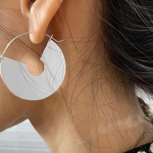 Boucles d'oreilles de styliste pour femmes et filles, miroir semi-circulaire en forme d'éventail, clou en acier titane pour fête, cadeau de rencontre