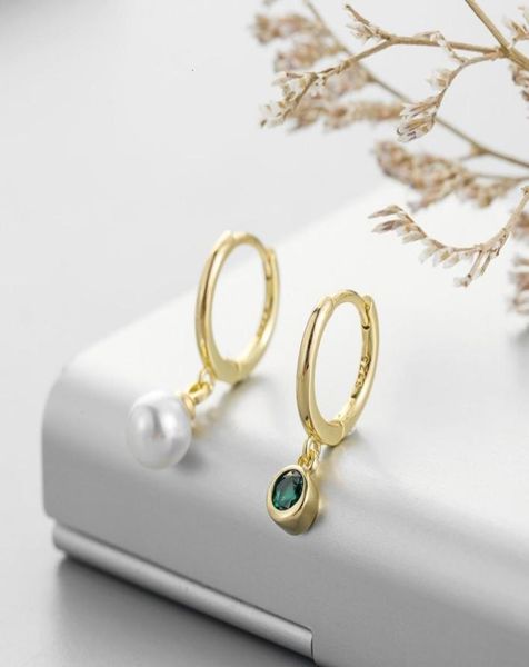 Boucles d'oreilles de styliste pour femmes, petit tempérament frais coréen, mode Simple, perle verte Zircon élégant, Women3634799