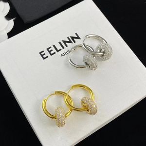 Boucles d'oreilles de styliste pour femmes, Design rond en diamant, clous d'oreilles avec boîte-cadeau, Design en cristal strass