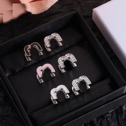 Boucles d'oreilles Designer pour femmes S925 Stud lettres de mode strass oreille Clips fête mariages bijoux cadeau