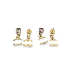 Pendientes Diseñador Luxury Pink Diamond Statings para mujeres Pendientes de marca Cartas Números Pendientes de moda romántica Amantes de los amantes Vintage Joyería de primavera