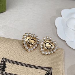 Boucles d'oreilles Designer Stud G double Earing Luxury Charm Women Diamond GGity bijoux Womam Pearl 45645