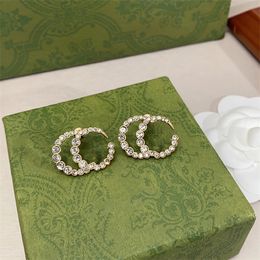 Boucles d'oreilles Designer Stud G double Earing Luxury Charm Women Diamond GGity bijoux Womam Pearl 34566