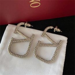 Boucles d'oreilles designer stud luxe or forme coeur perle cristal or V lettre 925s argent bijoux classique GC2159