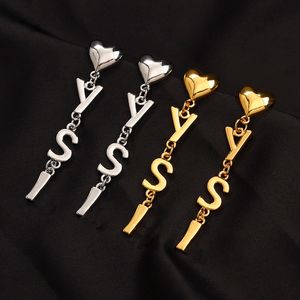 Oorbellenontwerpers Letters Long Dangle Stud 18K Gold vergulde 925 zilveren roestvrij staal beroemde vrouwen Crystal Rhinestone oorbellen Bruiloft Joowerlry Accessoires