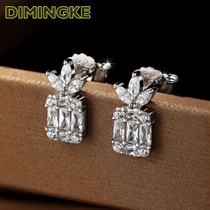 Oorbellen Dimingke 100%S925 Silver Super Flash Zirkonium Diamond oorbellen Dames Fine Jewelry Wedding Party Verjaardagscadeau