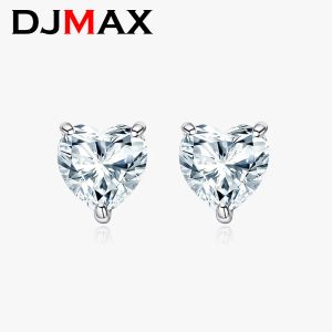 Boucles d'oreilles djmax 0.34 cm boucles d'oreilles de goujon coupées de cœur coupées pour les femmes Original 925 Boucles d'oreilles en diamant Lady Silver Lame NEW 2023