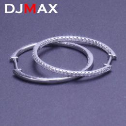 Oorbellen djmax 0.862.88CT Volledige enthousiastheid Moissanite Hoop oorbel voor vrouwen mousserende lab diamanten oorbellen S925 Sterling zilveren sieraden