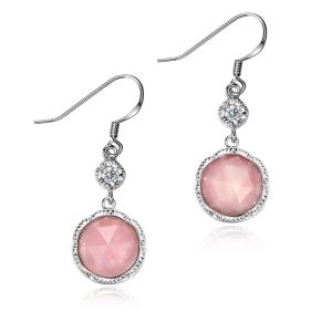 Oorbellen Dormith Real 925 Sterling Silver 5.72 karaats natuurlijke roze opaalsteen met witte topaz drop oorbellen voor vrouwen sieraden