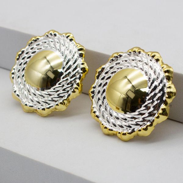 Boucles d'oreilles Dubai plaqué or 24 carats, grand argent doré, deux couleurs, rondes, pour femmes, tendance, nouvelle fête de mariage, usage quotidien, 2022