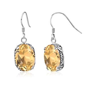 Boucles d'oreilles boucles d'oreille pour femmes solides 925 Boucles d'oreilles en pierre de pierre de pierre de pierre sterling citrine