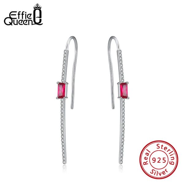 Pendientes Effie Queen Plata 925 Pendiente colgante Precioso cristal con corindón Pendientes de circón AAAA Joyería pavimentada de micro circón BE237