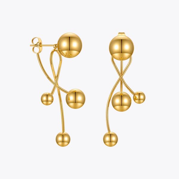 Boucles d'oreilles enfashion Boules amovibles Boucles d'oreilles pour femmes Boucle d'oreille de couleur Gold Boucle d'oreille en acier inoxydable Pendientes E211255