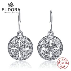 Oorbellen eudora 100% echt pure 925 sterling zilveren celtics knoop ronde oorringstud
