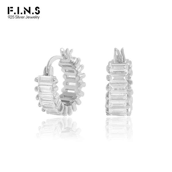 Boucles d'oreilles f.i.n.s Cube minimaliste sucre zircon sterling argent s925 boucles d'oreilles texture luxueuse Crystal Circle Huggies Bijoux