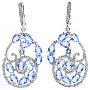 Boucles d'oreilles fantastique péridot vert riche bleu Violet Tanzanite blanc CZ cadeau pour femmes boucle d'oreille en argent accrocheur