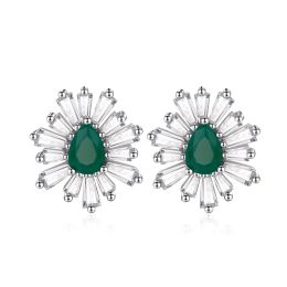 Pendientes Fashion and Luxury 4 * 6 mm Abuela sintética Gotas verdes con pendientes de diamantes 925 Pendientes de estilo elegante de plata