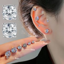 Boucles d'oreilles Fashion Elegant Crystal magnétique Clip d'oreille pour les femmes Luxury Big Zircon Round Love Heart Stud Moucles d'oreilles sans bijoux de piercing