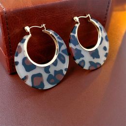 Boucles d'oreilles mode léopard imprimé femmes boucles d'oreilles Circle Circle Advanced Design Hoop Bringon d'oreille pour femmes bijoux polyvalents