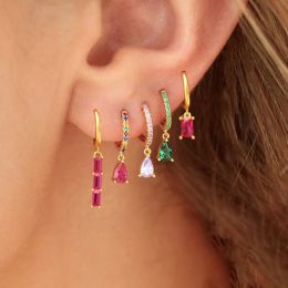 Boucles d'oreilles mode multicolore zircon d'eau gouttes de petites boucles d'oreilles pour femmes en acier inoxydable Piercing Boucles d'oreilles Nouvelles arrivants 2022
