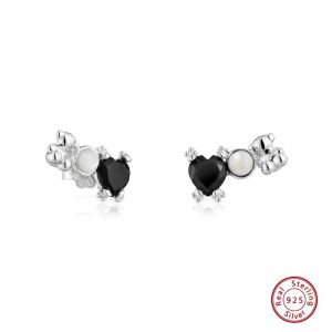 Boucles d'oreilles à la mode et élégants boucles d'oreilles pour femmes avec S925 Silver et Black Sapphire