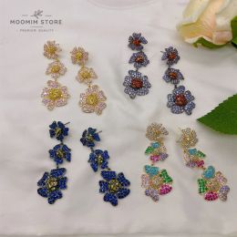 Oorbellen bloem micro -inleg kubieke zirkonia bengelen oorbellen rococo voortreffelijk romantisch aantrekkelijk avondfeestje sieraden cadeau voor vrouwen