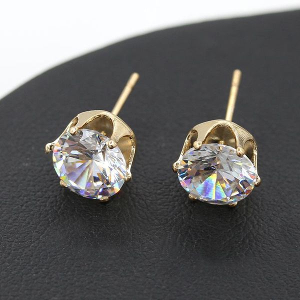 Boucles d'oreilles pour femmes en gros marque zircone ronde violet blanc CZ diamant boucle d'oreille