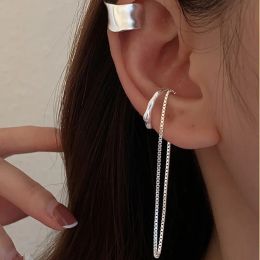 Boucles d'oreilles Foxanry empêche les boucles d'oreilles de couleur argent allergique pour les femmes couples de la mode simple chaîne simple