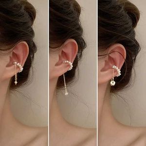 Boucles d'oreilles français perle oreille clip femme faux perçage oreille coiffe rétro élégant irréguliers de perles naturelles