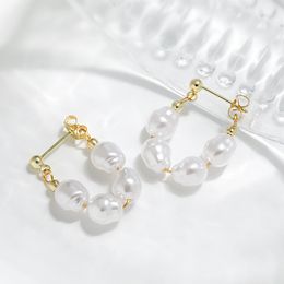 Boucles d'oreilles françaises en forme de U en forme d'eau douce pour femmes en eau douce de perle de perle de boucles d'oreilles rétro de luxe de luxe de luxe baroque pendant boucles d'oreurs de mode de mode