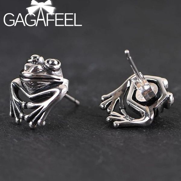 Pendientes Gagafeel S925 STERLING SIGLING PEQUEÑO Sapo de oro Pendientes de pendientes para mujeres Joyas de aretes de Navidad femenino