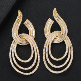 Boucles d'oreilles Godki Luxury Drop Long Boucles d'oreilles enrôles pour femmes Mariage Cumbic Zircon Crystal CZ Dubai Bridal Bring Brokelry 2019