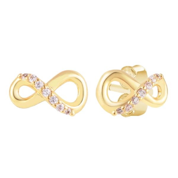 Boucles d'oreilles Golden Shine Color Sparkling Infinity Moucles d'oreilles accessoires pour femmes Gold Color Make Up Fine Jewelry 2020 Nouveau