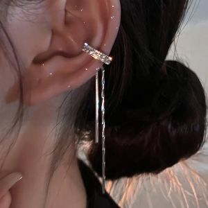 Boucles d'oreilles goth couleurs argentés en strass d'oreille Clip de la chaîne de chaîne audite Fausse Piercing Faux Boucles d'oreilles pour femmes Clips de mode coréens bijoux