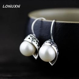 Oorbellen Hoogwaardige 925 Sterling Silver Fashion Sieraden Pearl -oorbellen Natuur Nature Pearl Pearl Jewelry Wedding Bridal Gift With Box