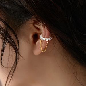 Boucles d'oreilles imitation de perle de perle chaîne de gland non percée