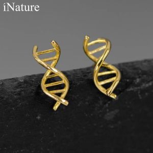 Pendientes INATURE Pendientes de plata de ley 925 con forma de molécula de hélice de ADN para mujer, joyería, científico, biología, química, regalo para profesor