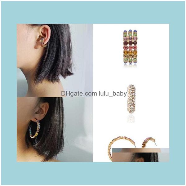 Pendientes JoyeríaBohemian Crystal Ear Cuff Pendiente Para Mujer Multicolor En Forma De C Sin Perforación Pequeña Boda Nupcial Clip Joyería Aro Hie Drop