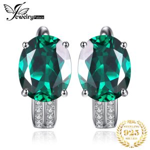 Boucles d'oreilles JewelryPalace 3.4ct Green créé émeraude 925 Clip argent sterling boucles d'oreilles pour femmes Gift Fashion Fashion Bijoux