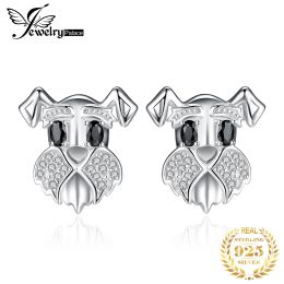 Boucles d'oreilles bijouxais mignon schnauzer chien 925 argent sterling naturel noire spinelle boucles d'oreilles femmes Fashion Gemone Gemles